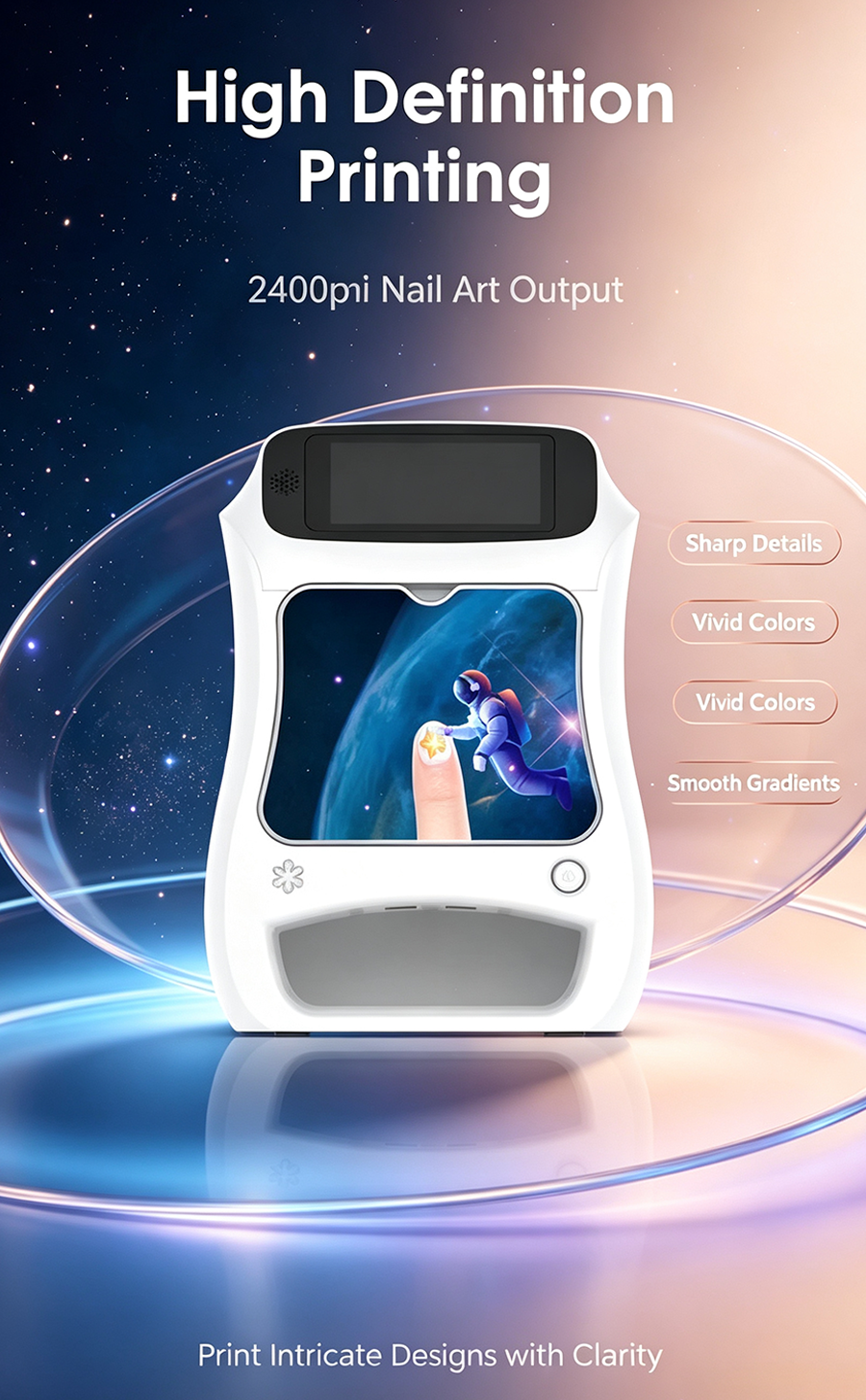 All-in-One Nail Printing & Curing Lamp, 2400DPI High Definition Smart Nail Printer, Commercial Self-service Nail Equipment