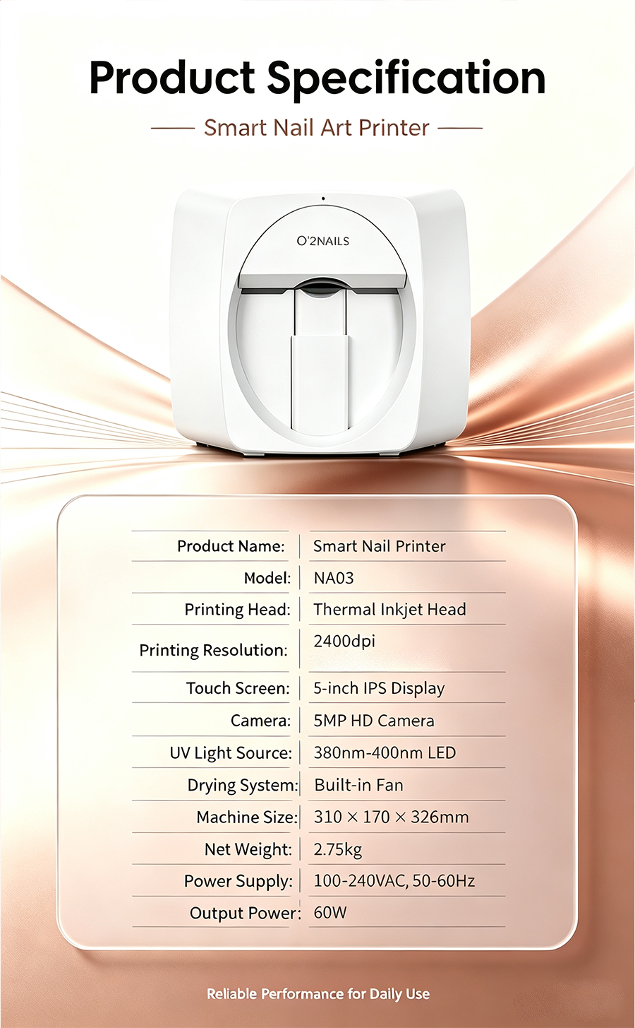 All-in-One Nail Printing & Curing Lamp, 2400DPI High Definition Smart Nail Printer, Commercial Self-service Nail Equipment