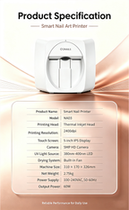 All-in-One Nail Printing & Curing Lamp, 2400DPI High Definition Smart Nail Printer, Commercial Self-service Nail Equipment