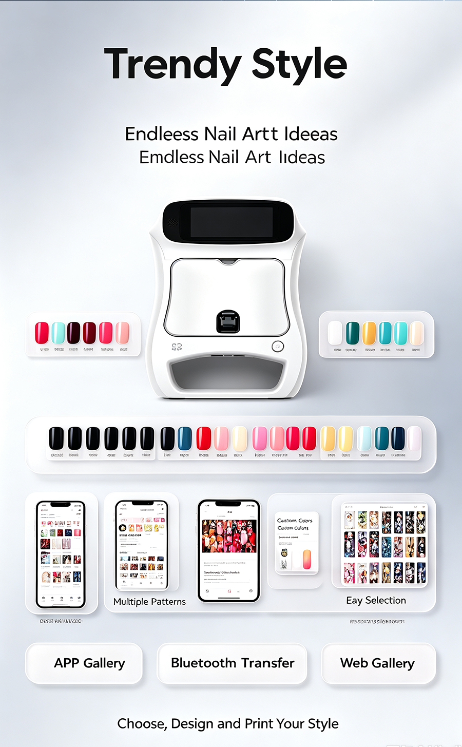 NA03 Smart Nail Art Printer, Print & Cure 2-in-1 Automatic Nail Painting Machine, DIY Home & Salon Commercial Nail Printer