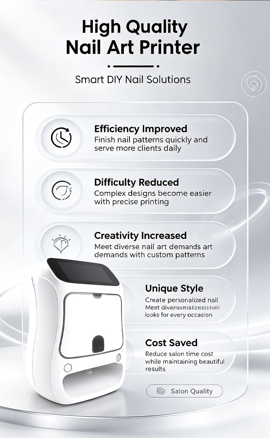 NA03 Smart Nail Art Printer, Print & Cure 2-in-1 Automatic Nail Painting Machine, DIY Home & Salon Commercial Nail Printer