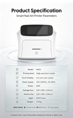 NA03 Smart Nail Art Printer, Print & Cure 2-in-1 Automatic Nail Painting Machine, DIY Home & Salon Commercial Nail Printer
