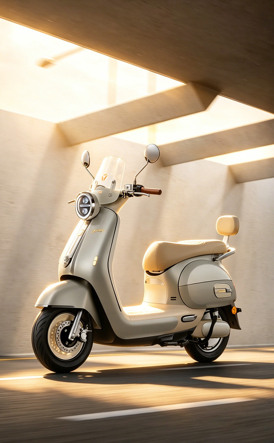 DuDu Italian-style "Light Luxury" Retro Cream-Colored Electric Scooter