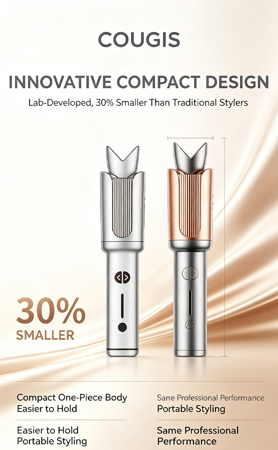 Wireless Automatic Rotating Hair Curler, Moisturizing Ionic Hair Care Portable Rechargeable Wave Curler