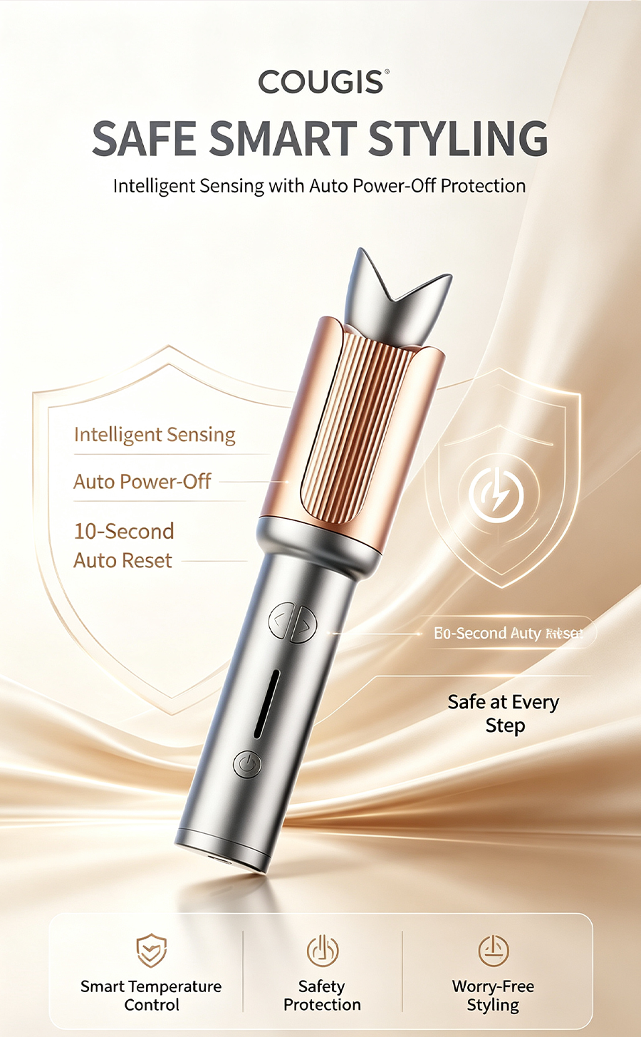 Wireless Automatic Rotating Hair Curler, Moisturizing Ionic Hair Care Portable Rechargeable Wave Curler