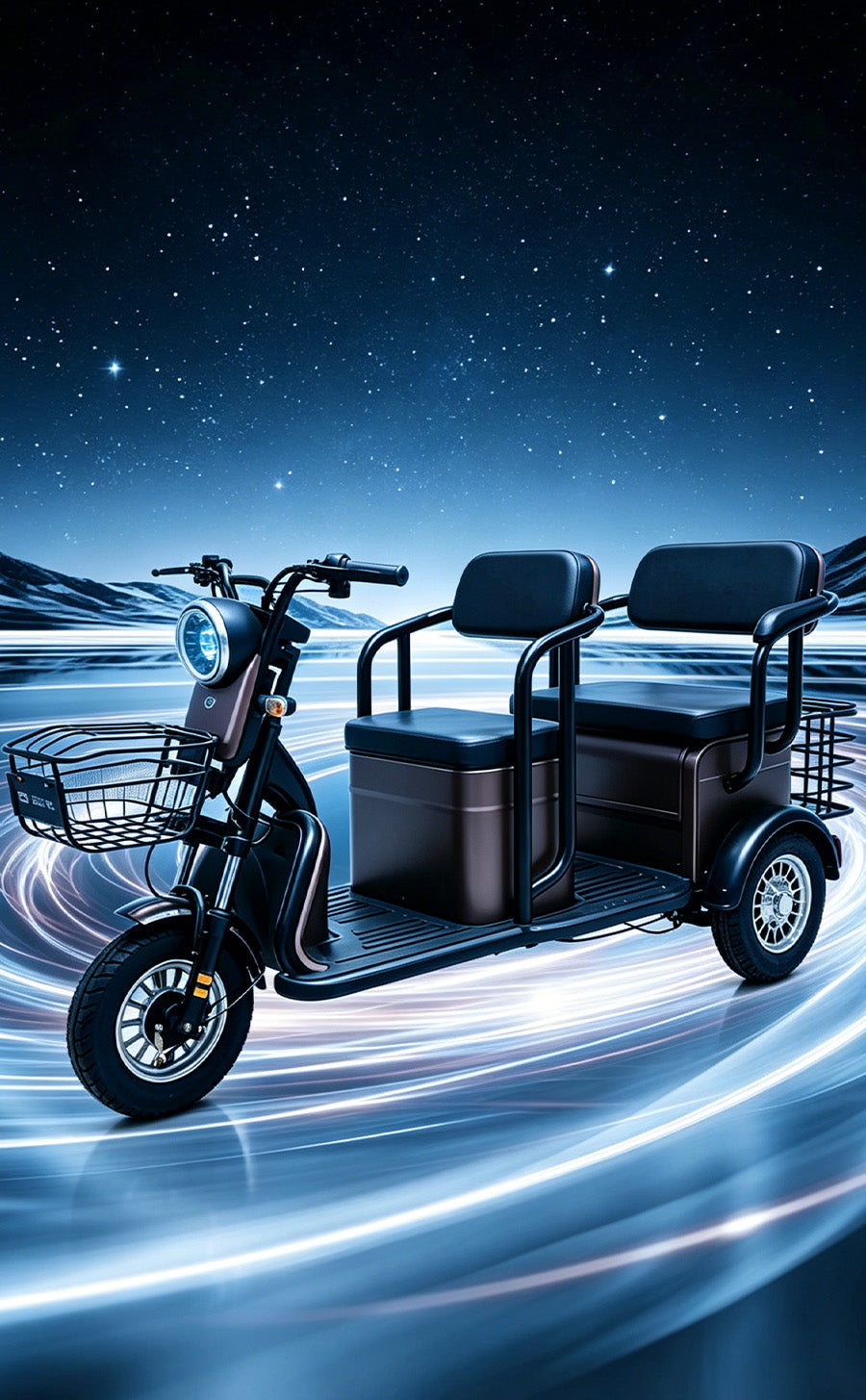 Domo Dual-Purpose Electric Tricycle for Passengers and Cargo