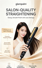 GlamPalm GP202T BK Professional Ceramic Hair Straightener, 2 in 1 Hair Curler, Anti-frizz Hair Styling Flat Iron