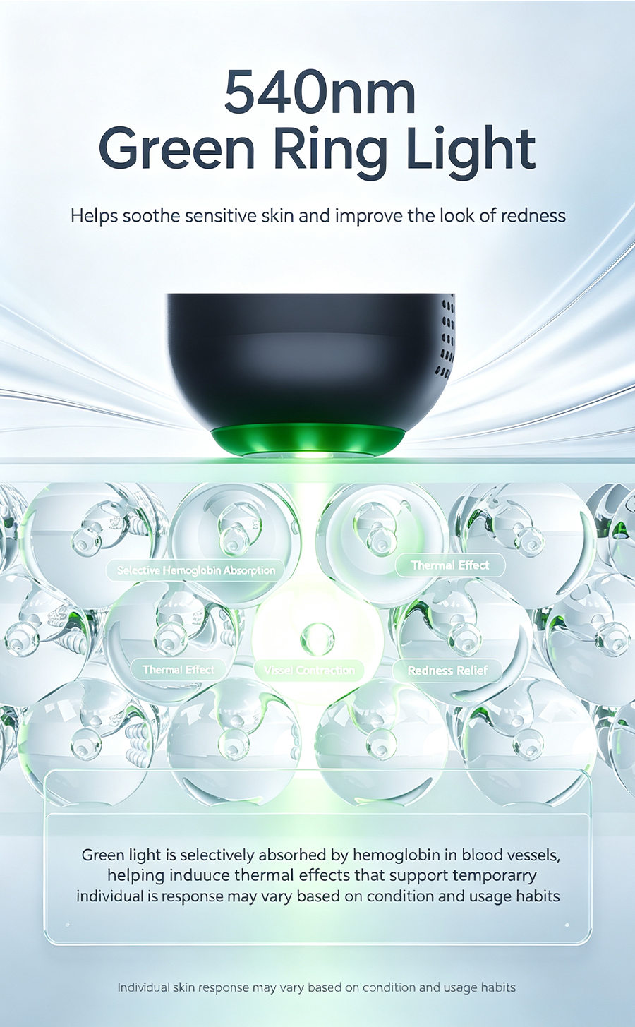 Dual-Band Black Gold Brightening Beauty Device, Sapphire Ice Cooling Facial Machine for Dark Spots, Acne Marks, Redness & Uneven Skin Tone