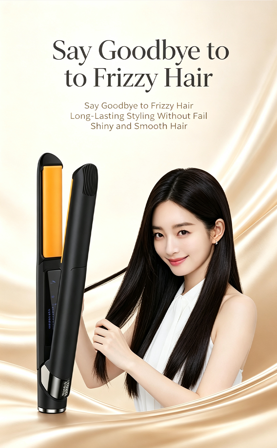 GlamPalm GP202T BK Professional Ceramic Hair Straightener, 2 in 1 Hair Curler, Anti-frizz Hair Styling Flat Iron