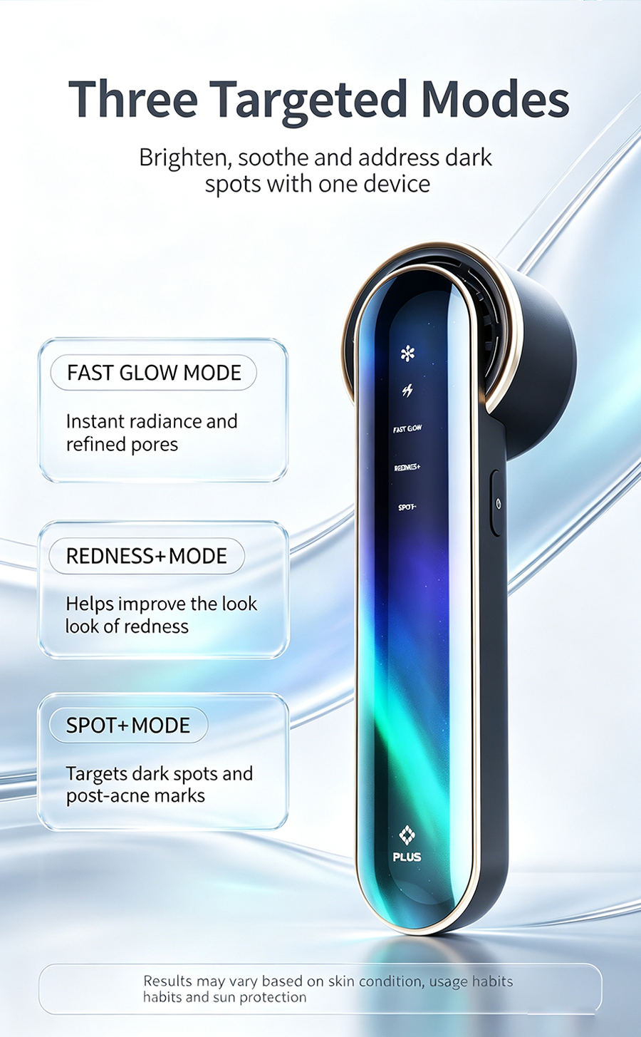Dual-Band Black Gold Brightening Beauty Device, Sapphire Ice Cooling Facial Machine for Dark Spots, Acne Marks, Redness & Uneven Skin Tone
