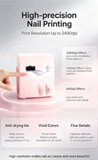 O'2NAILS Smart Nail Art Printer | Portable DIY Nail Printing Machine, Mobile Phone Wireless Control, 2400DPI High Precision, Custom Photo Nail Art Maker For Home & Nail Salon
