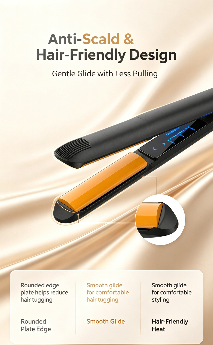 GlamPalm GP202T BK Professional Ceramic Hair Straightener, 2 in 1 Hair Curler, Anti-frizz Hair Styling Flat Iron