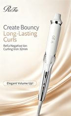 ReFa Professional Curling Iron PRO 32mm Large Barrel, Smart Constant Temperature Hair Curler for Lazy Glam Curls