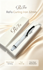 ReFa Professional Curling Iron PRO 32mm Large Barrel, Smart Constant Temperature Hair Curler for Lazy Glam Curls