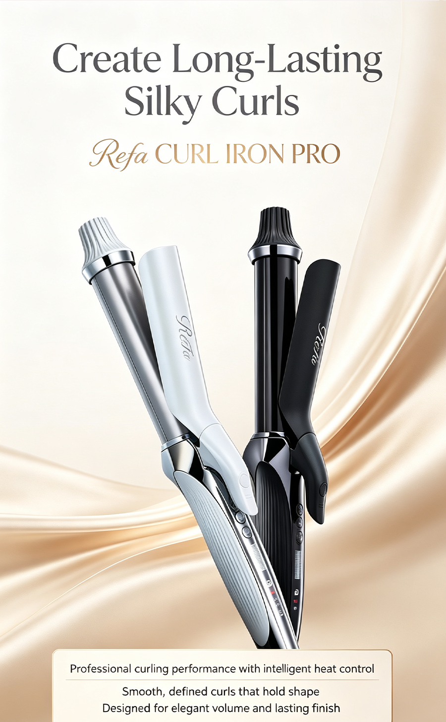 ReFa Professional Curling Iron PRO 32mm Large Barrel, Smart Constant Temperature Hair Curler for Lazy Glam Curls