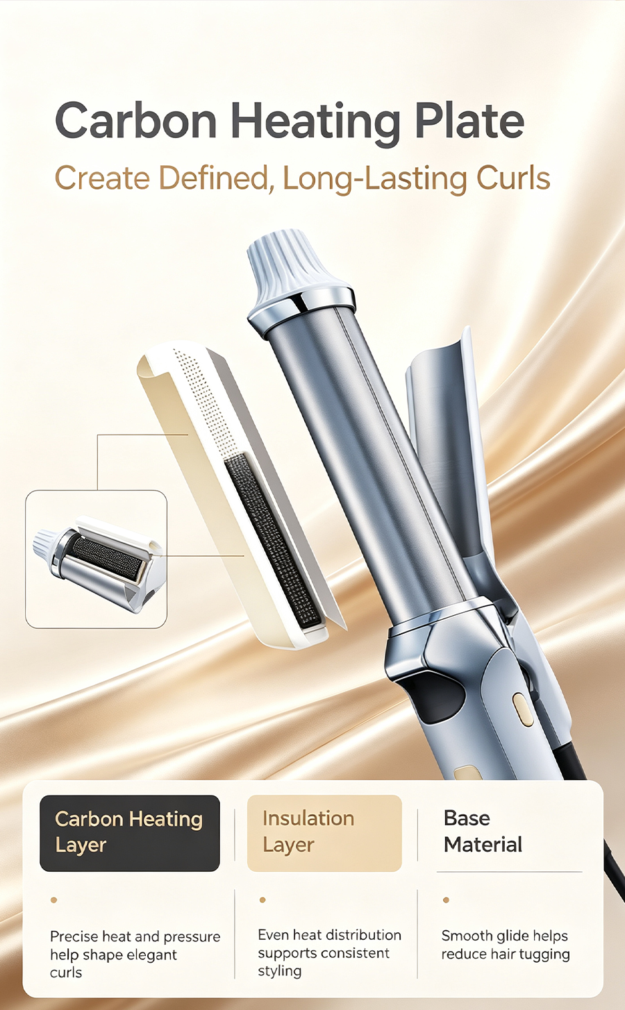 ReFa Professional Curling Iron PRO 32mm Large Barrel, Smart Constant Temperature Hair Curler for Lazy Glam Curls
