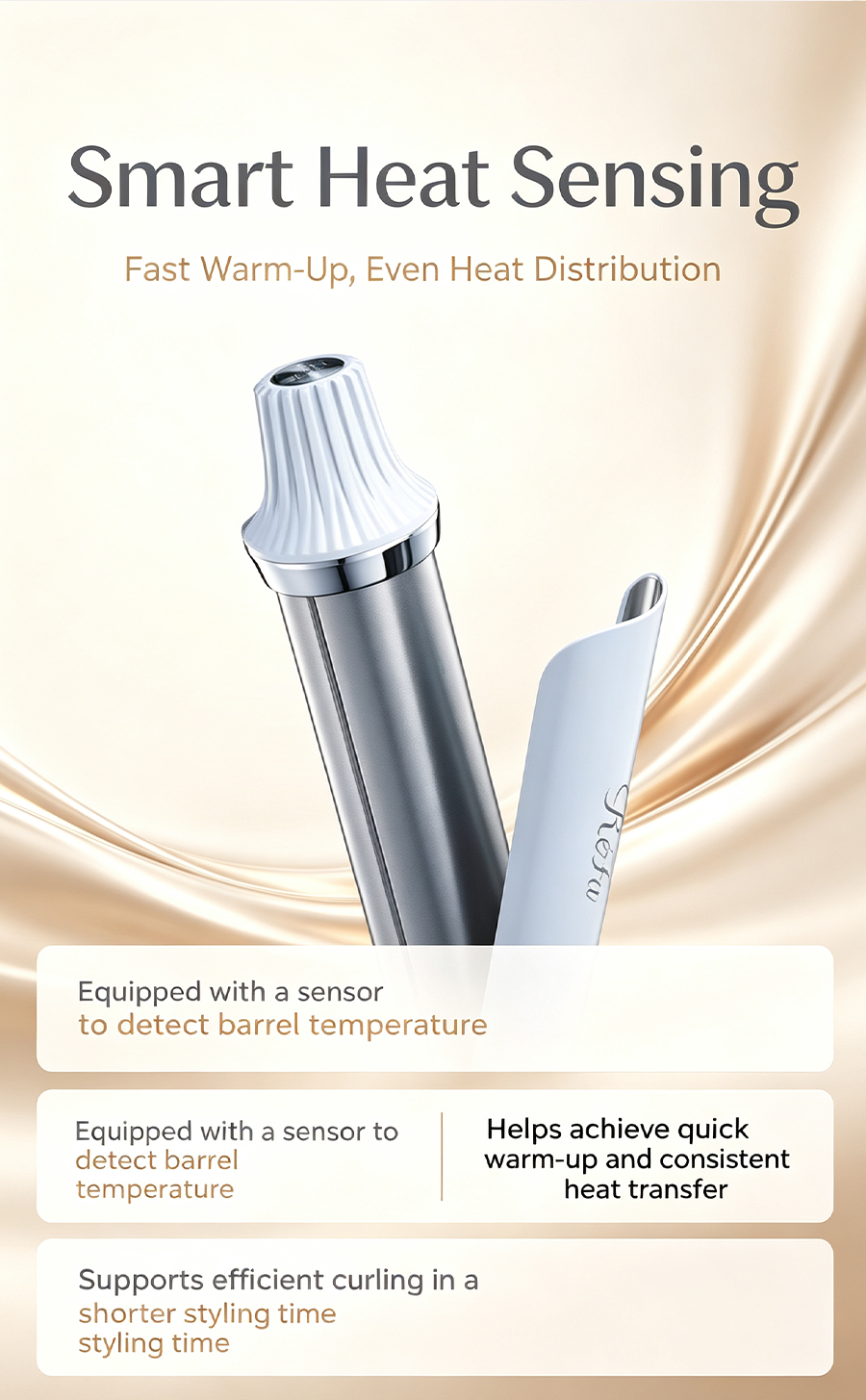 ReFa Professional Curling Iron PRO 32mm Large Barrel, Smart Constant Temperature Hair Curler for Lazy Glam Curls