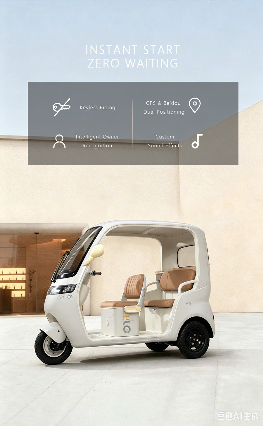 EuRo Enclosed Two-Seater Electric Tricycle