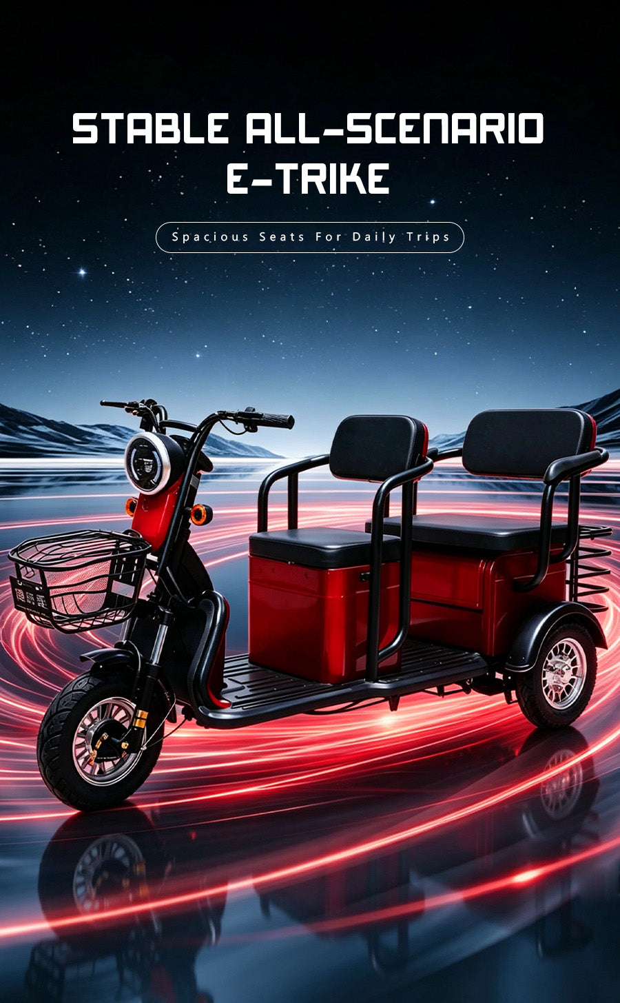 Domo Dual-Purpose Electric Tricycle for Passengers and Cargo