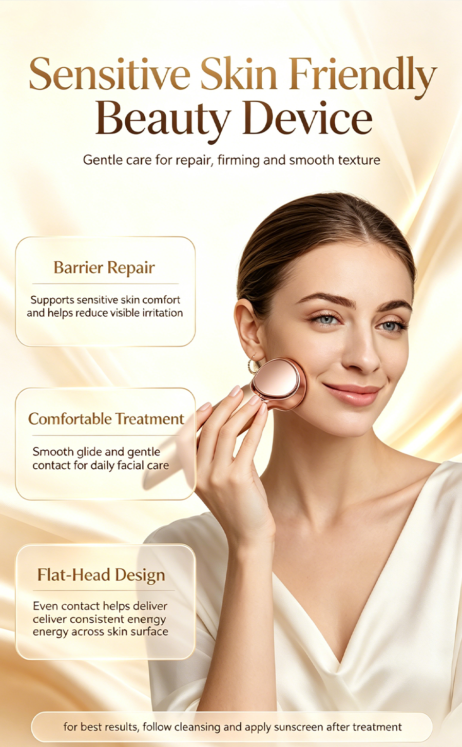 Thermal Ultrasound Facial Beauty Device, EMS Microcurrent Lifting Machine, Face & Neck Anti-Aging Skin Tightening Tool for Sensitive Skin