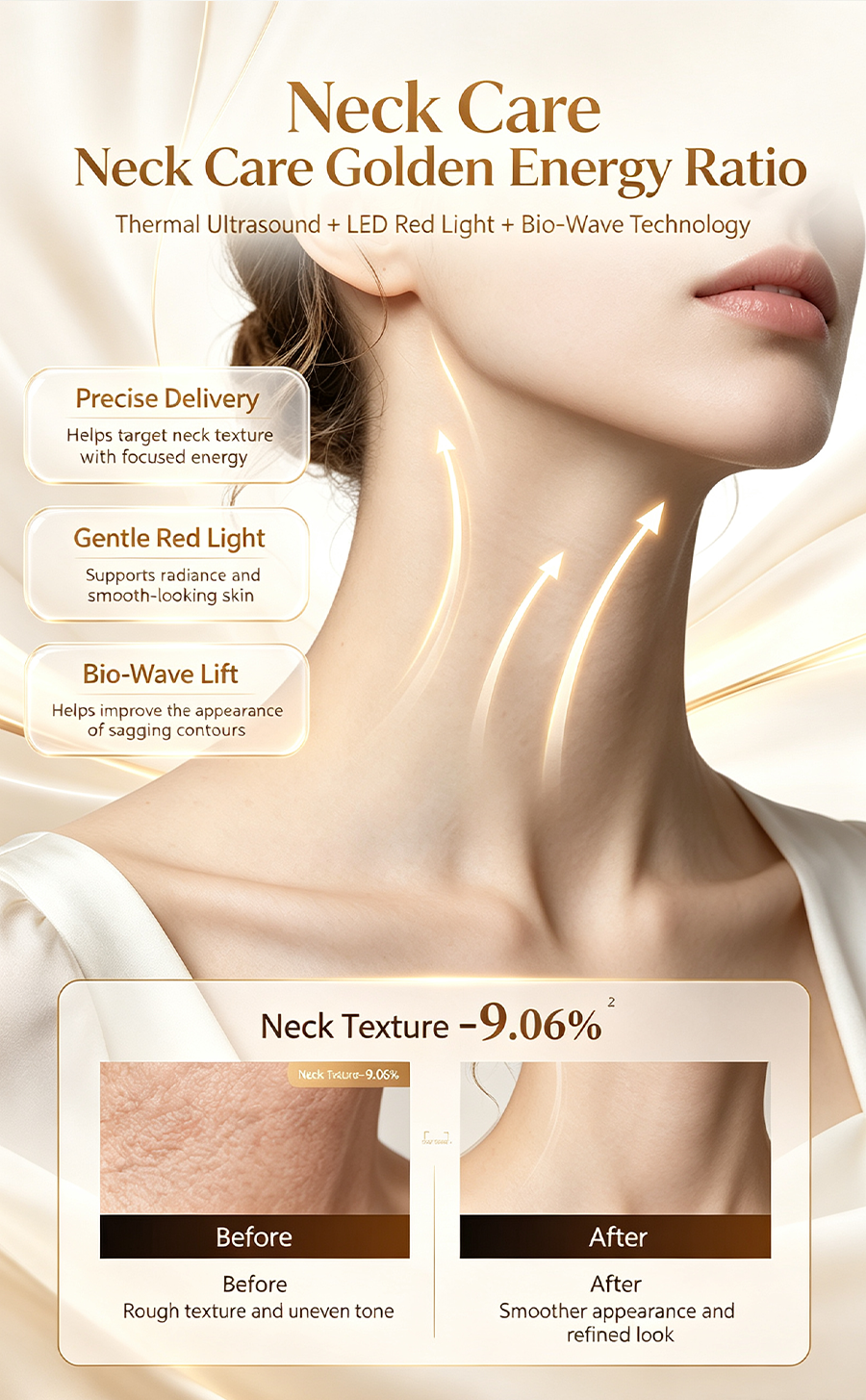 Thermal Ultrasound Facial Beauty Device, EMS Microcurrent Lifting Machine, Face & Neck Anti-Aging Skin Tightening Tool for Sensitive Skin