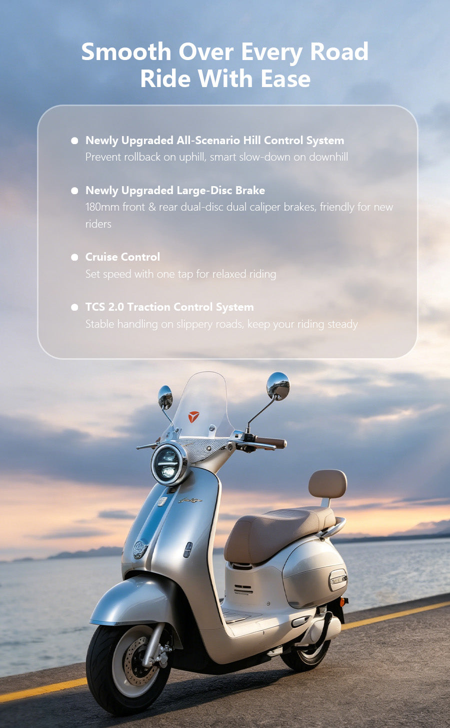 DuDu Italian-style "Light Luxury" Retro Cream-Colored Electric Scooter