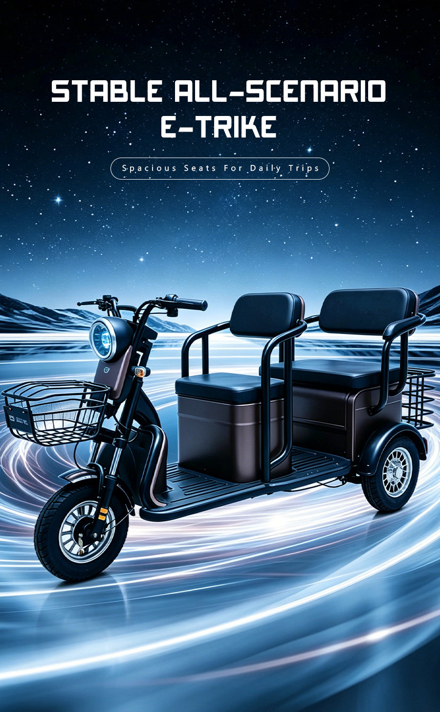 Domo Dual-Purpose Electric Tricycle for Passengers and Cargo