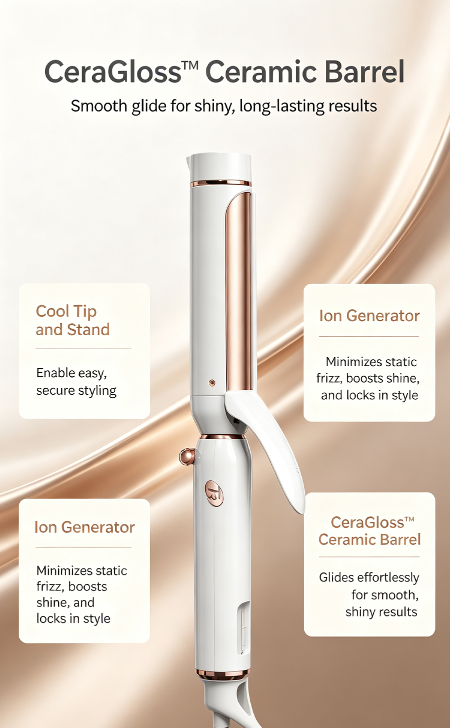 3-in-1 Interchangeable Curling Wand Set | 1",1¼",1½" Barrels,9 Heat Settings Ceramic Hair Curler