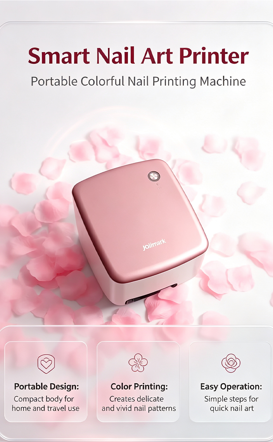 AI Intelligent Nail Printer NP-200, Wireless Phone Connected Nail Art Stamper, Custom Pattern Manicure Maker