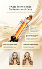 TYMO 5th Generation Automatic Curling Iron, 110mm Extended Heating Barrel, Anti-Tangle Auto Hair Curler, Long-Lasting Styling Hair Curling Wand for Beginners