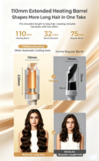 TYMO 5th Generation Automatic Curling Iron, 110mm Extended Heating Barrel, Anti-Tangle Auto Hair Curler, Long-Lasting Styling Hair Curling Wand for Beginners