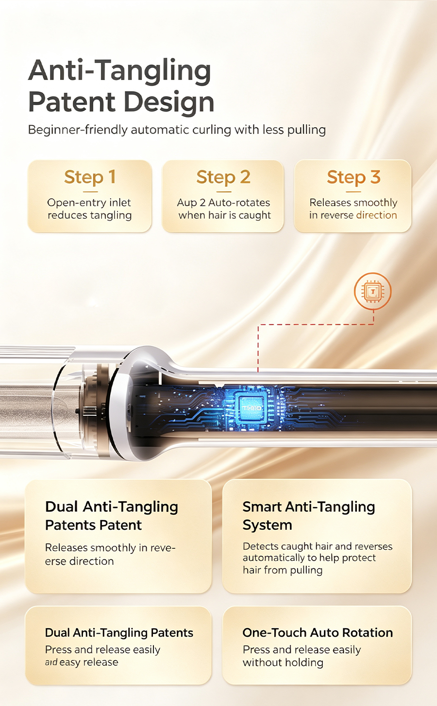 TYMO 5th Generation Automatic Curling Iron, 110mm Extended Heating Barrel, Anti-Tangle Auto Hair Curler, Long-Lasting Styling Hair Curling Wand for Beginners