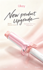 Ukey Beauty 36mm Negative Ion Curling Iron, Korean Water Wave Large Curls Hair Curler, Hair Care Curling Wand with Multi-Temp Settings Long Lasting Hairstyle