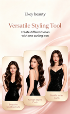 Ukey Beauty 36mm Negative Ion Curling Iron, Korean Water Wave Large Curls Hair Curler, Hair Care Curling Wand with Multi-Temp Settings Long Lasting Hairstyle