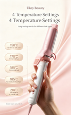 Ukey Beauty 36mm Negative Ion Curling Iron, Korean Water Wave Large Curls Hair Curler, Hair Care Curling Wand with Multi-Temp Settings Long Lasting Hairstyle