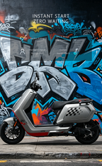 TuTe Silver-Red Flagship High-Power Electric Motorcycle