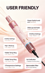 WAVYTALK Airshape Pro AirGrip Auto Curling System, 4 Attachments Hair Dryer & Styling Wand Kit