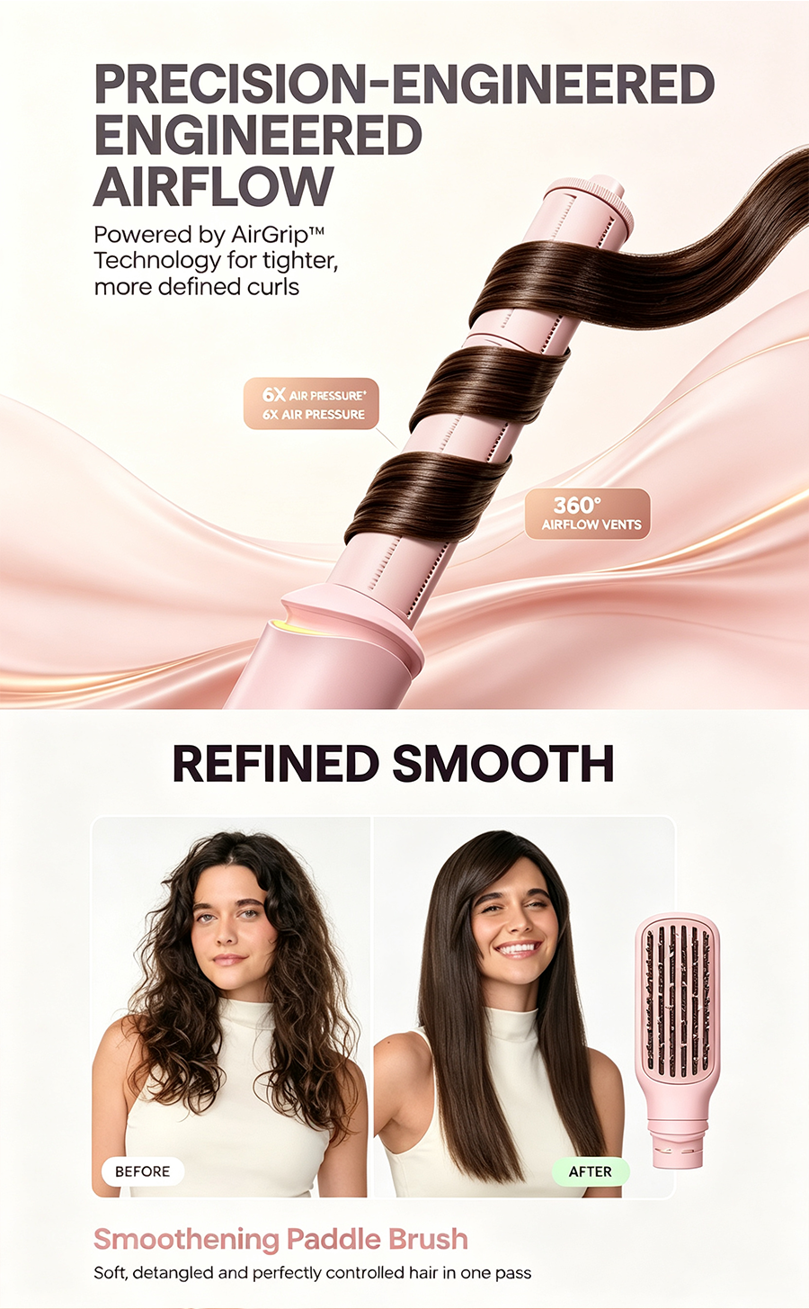 WAVYTALK Airshape Pro AirGrip Auto Curling System, 4 Attachments Hair Dryer & Styling Wand Kit
