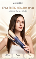 ASHMORE Mist Hair Straightener Curler 2 in 1, Red Light Hair Care Flat Iron, Nano Titanium Fast Heating Hair Styling Tool Anti-Frizz 24H Long Lasting Straightening Curling Iron