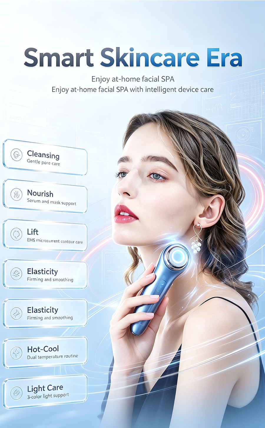 Home Facial SPA Multifunctional Skin Care Instrument, Pore Cleansing Serum Infusion Anti-Aging Facial Massager