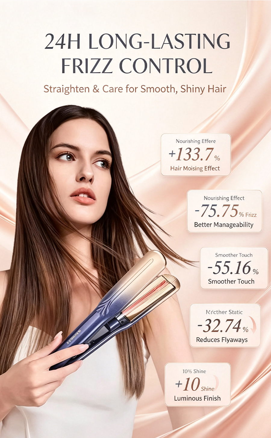 ASHMORE Mist Hair Straightener Curler 2 in 1, Red Light Hair Care Flat Iron, Nano Titanium Fast Heating Hair Styling Tool Anti-Frizz 24H Long Lasting Straightening Curling Iron