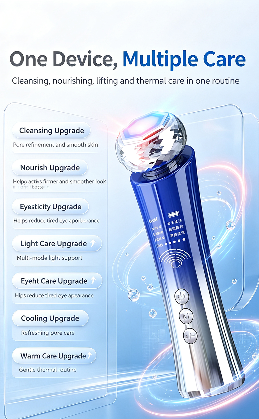 Home Facial SPA Multifunctional Skin Care Instrument, Pore Cleansing Serum Infusion Anti-Aging Facial Massager