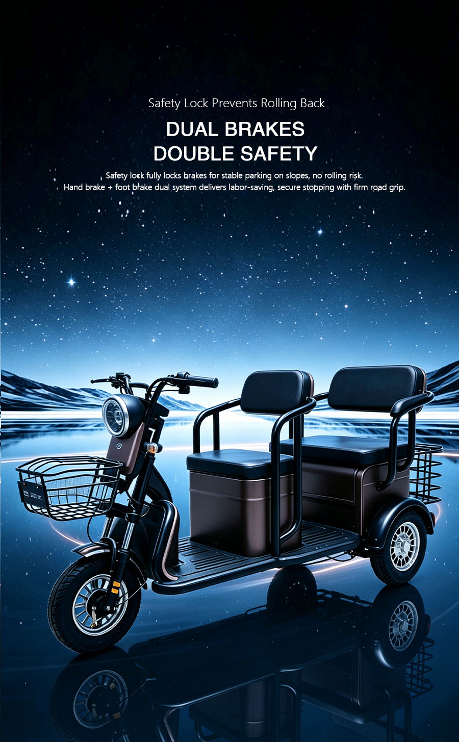 Domo Dual-Purpose Electric Tricycle for Passengers and Cargo