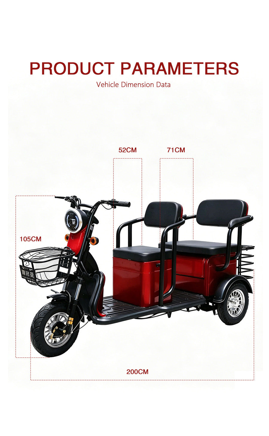Domo Dual-Purpose Electric Tricycle for Passengers and Cargo