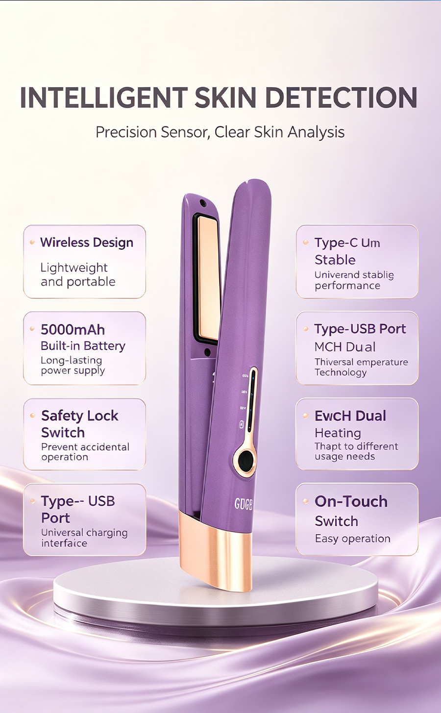 Cordless Portable Hair Straightener Curling Iron 2 in 1, 3 Temp Adjustable Mini Travel Hair Styling Tool for Dating Office Travel