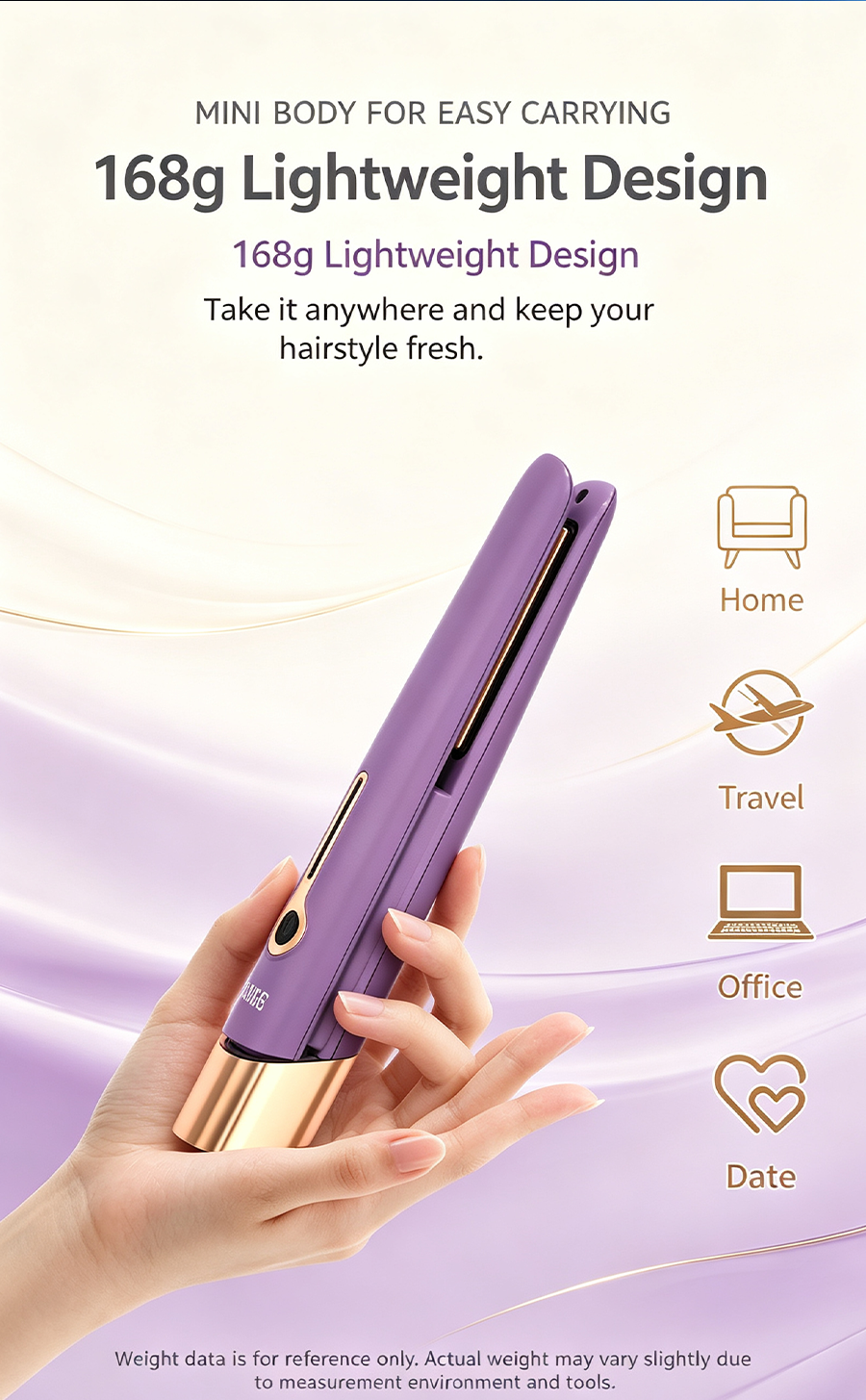 Cordless Portable Hair Straightener Curling Iron 2 in 1, 3 Temp Adjustable Mini Travel Hair Styling Tool for Dating Office Travel