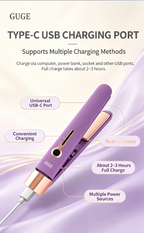 Cordless Portable Hair Straightener Curling Iron 2 in 1, 3 Temp Adjustable Mini Travel Hair Styling Tool for Dating Office Travel