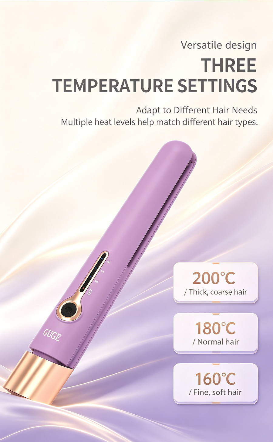 Cordless Portable Hair Straightener Curling Iron 2 in 1, 3 Temp Adjustable Mini Travel Hair Styling Tool for Dating Office Travel