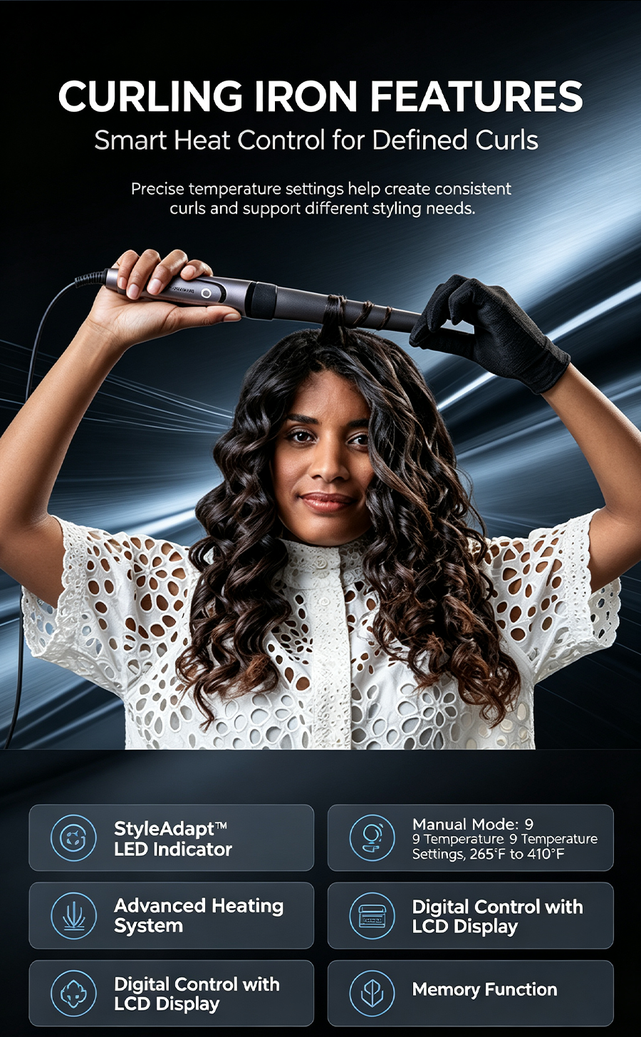 Remington ProLuxe Conical Curling Iron Set, Diamond Ceramic Hair Curler with Memory Temperature Control & Interchangeable Barrels