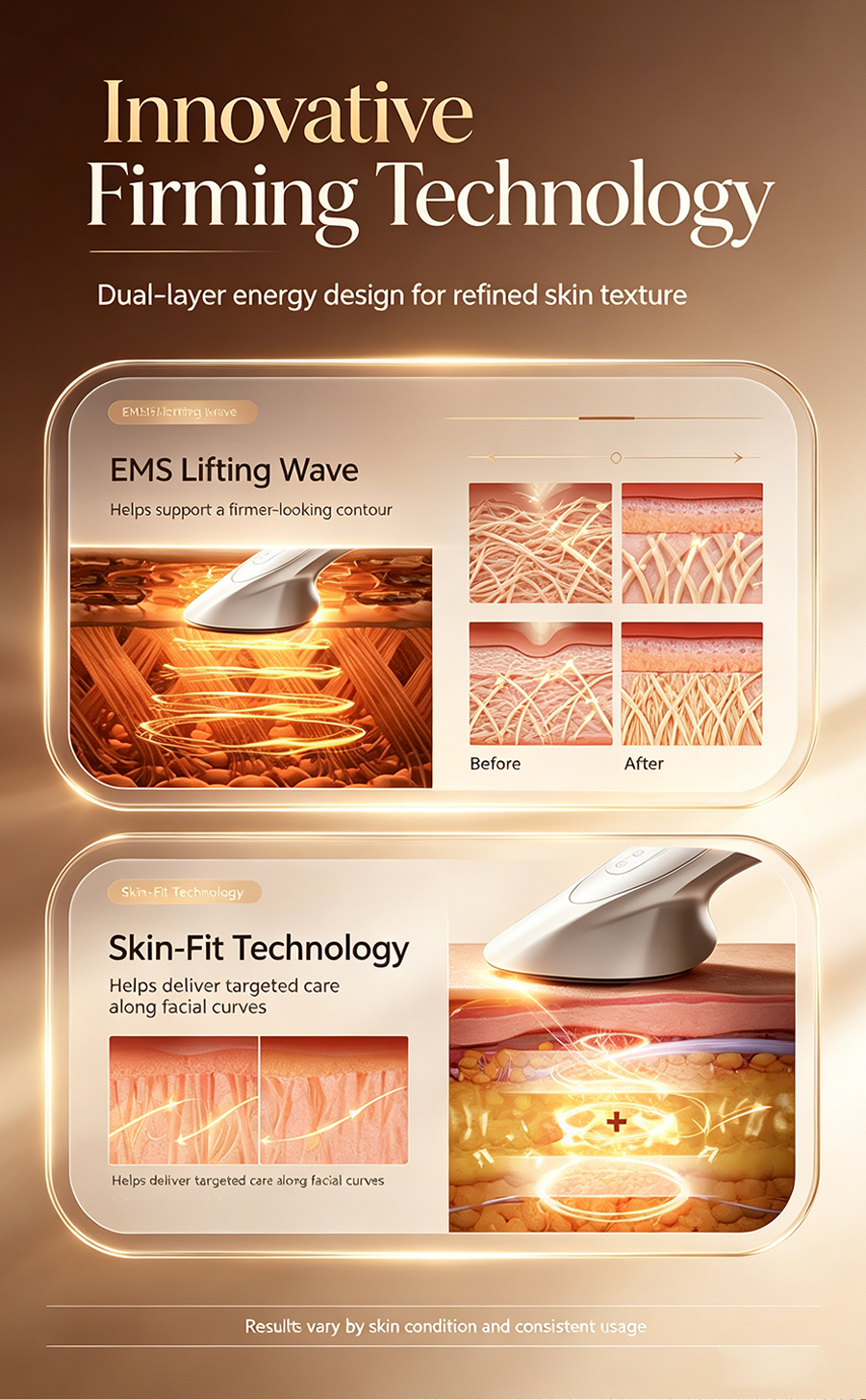 Golden Sculpt RF Facial Device, Multi-Mode Anti-Aging Home Facial Care Instrument